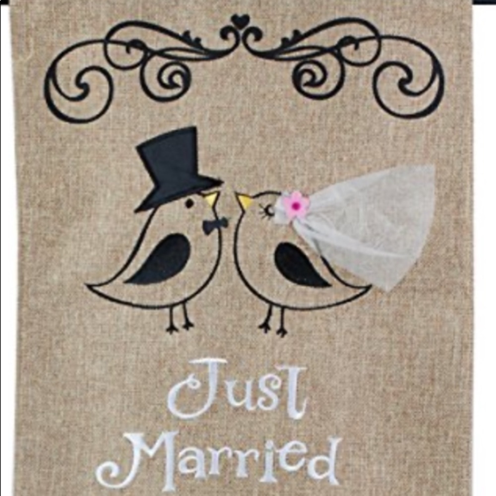 Just Married Garden Flag